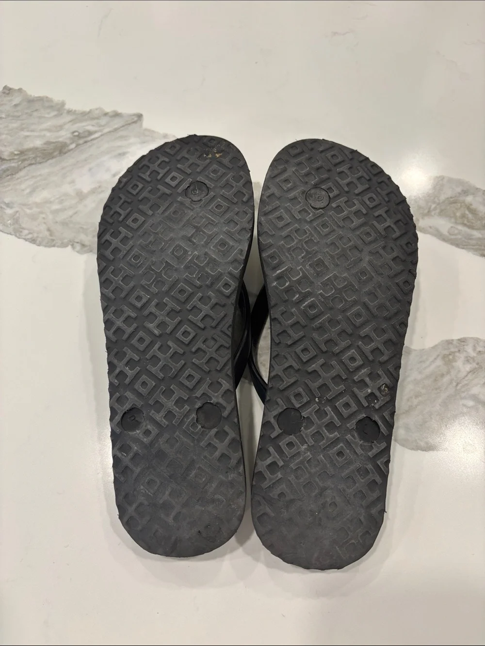 Tory Burch Leopard Print Flip Flop Sandals with Black Straps